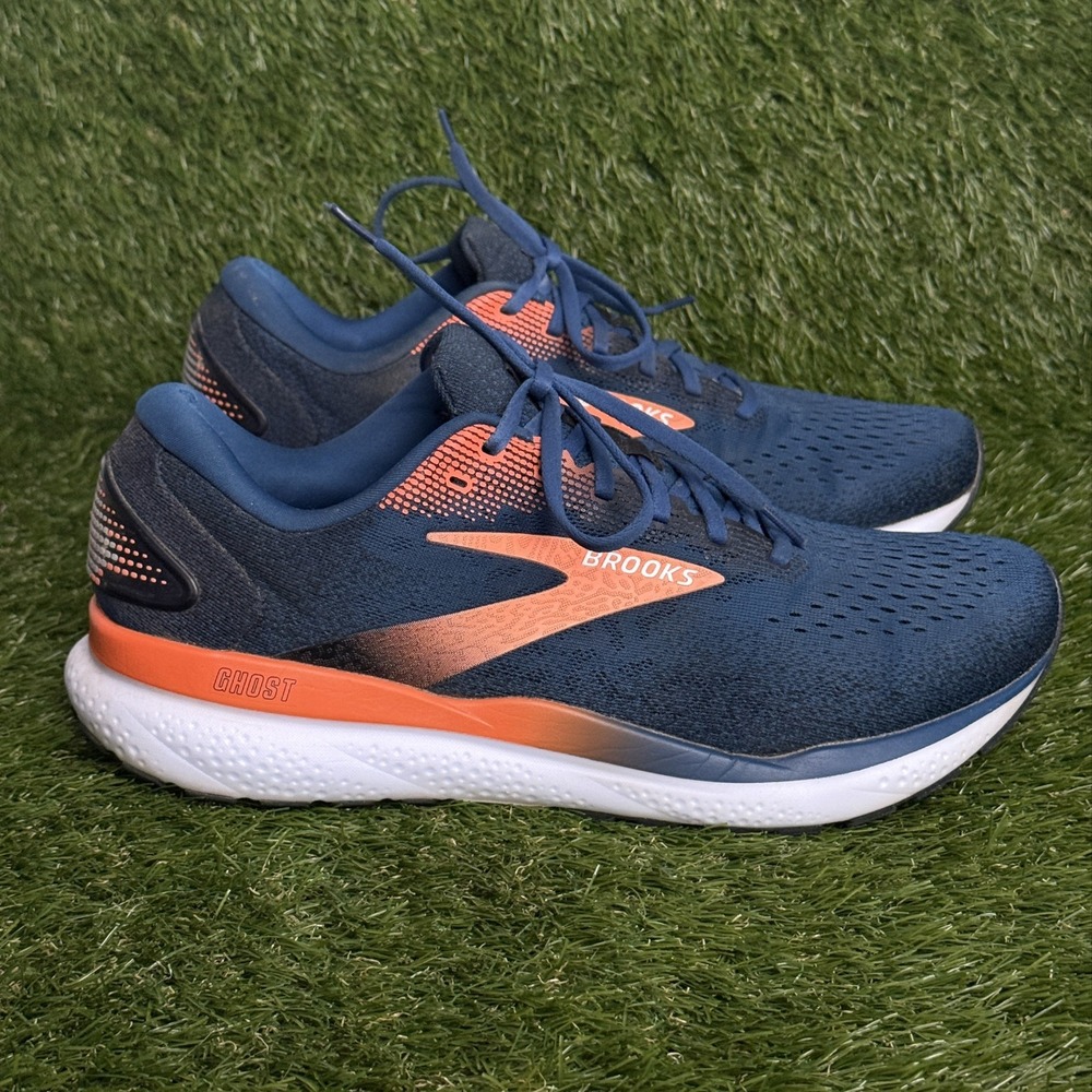 Brooks Ghost 16 Mens Size 12.5 D Blue Orange Running Athletic Sneakers Shoes